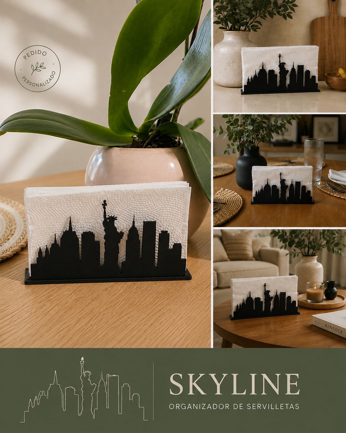 Servilletero Skyline en una mesa